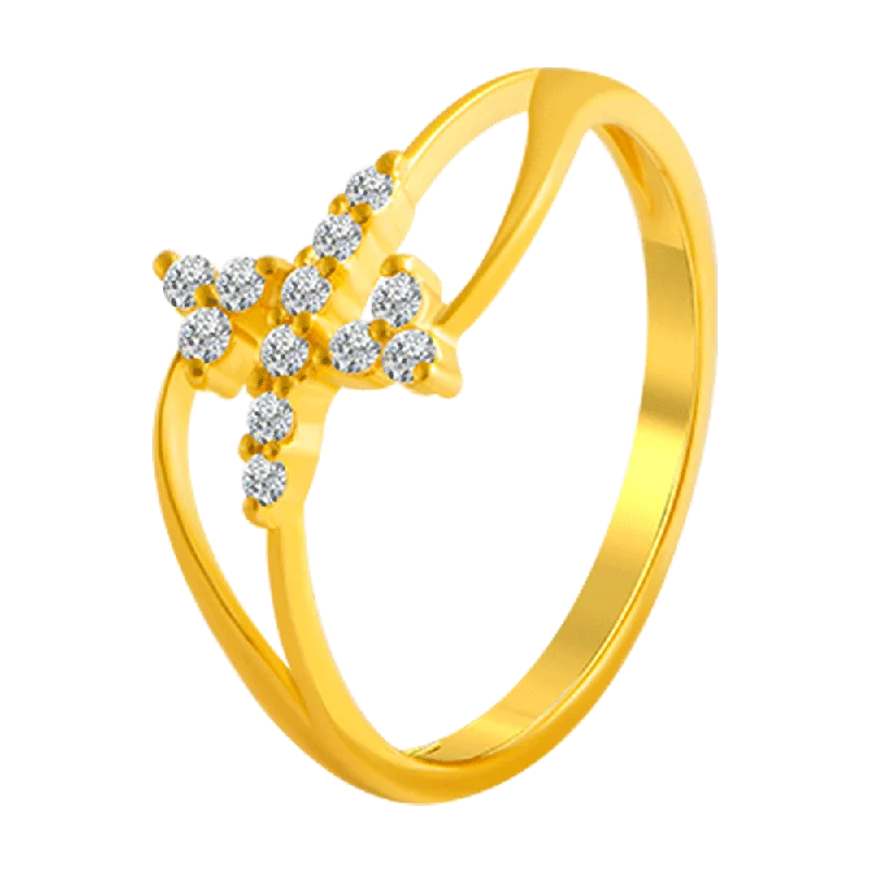 22KT Yellow Gold And American Diamond Ring For Women