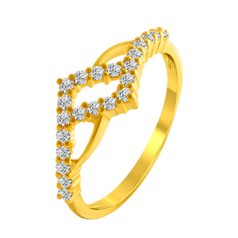 22KT Yellow Gold And American Diamond Ring For Women