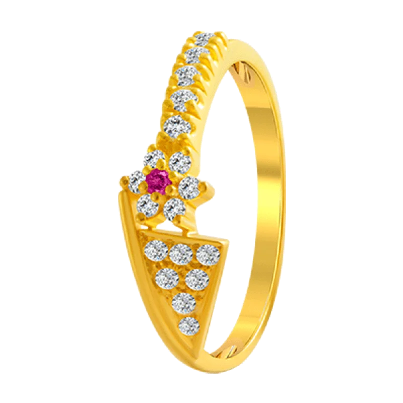 22KT Yellow Gold And American Diamond Ring For Women