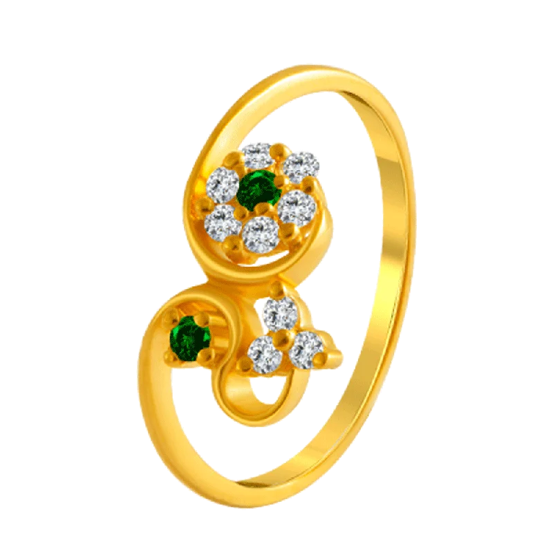 22KT Yellow Gold And American Diamond Ring For Women