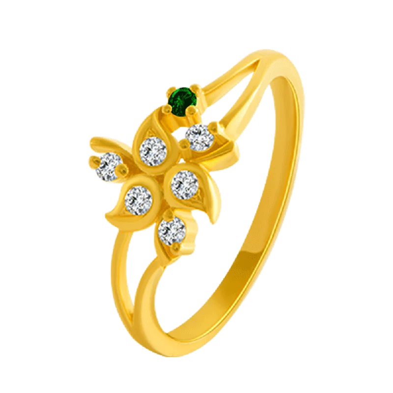 22KT Yellow Gold And American Diamond Ring For Women