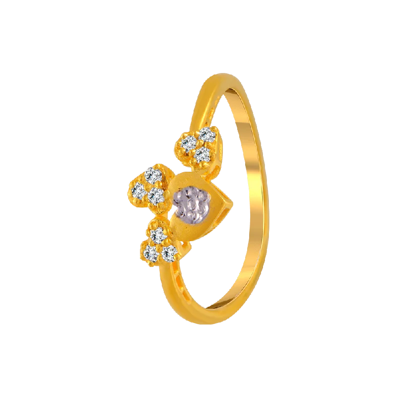 22KT Yellow Gold And American Diamond Ring For Women