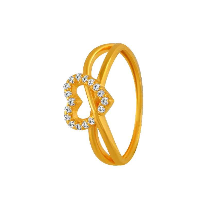 22KT Yellow Gold And American Diamond Ring For Women