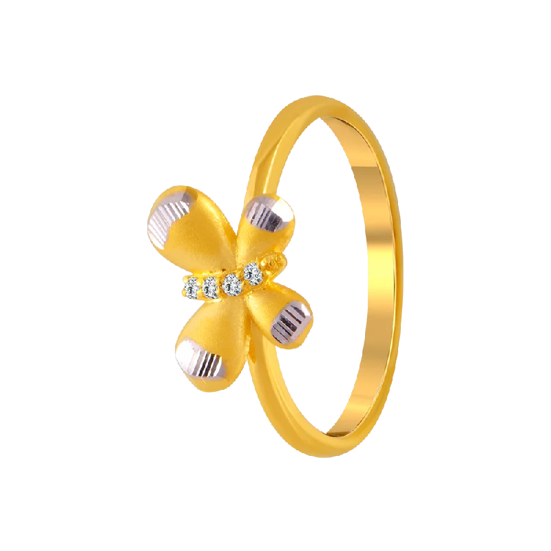 22KT Yellow Gold And American Diamond Ring For Women