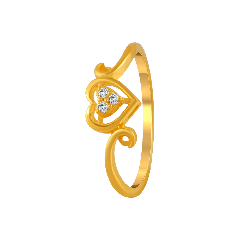 22KT Yellow Gold And American Diamond Ring For Women