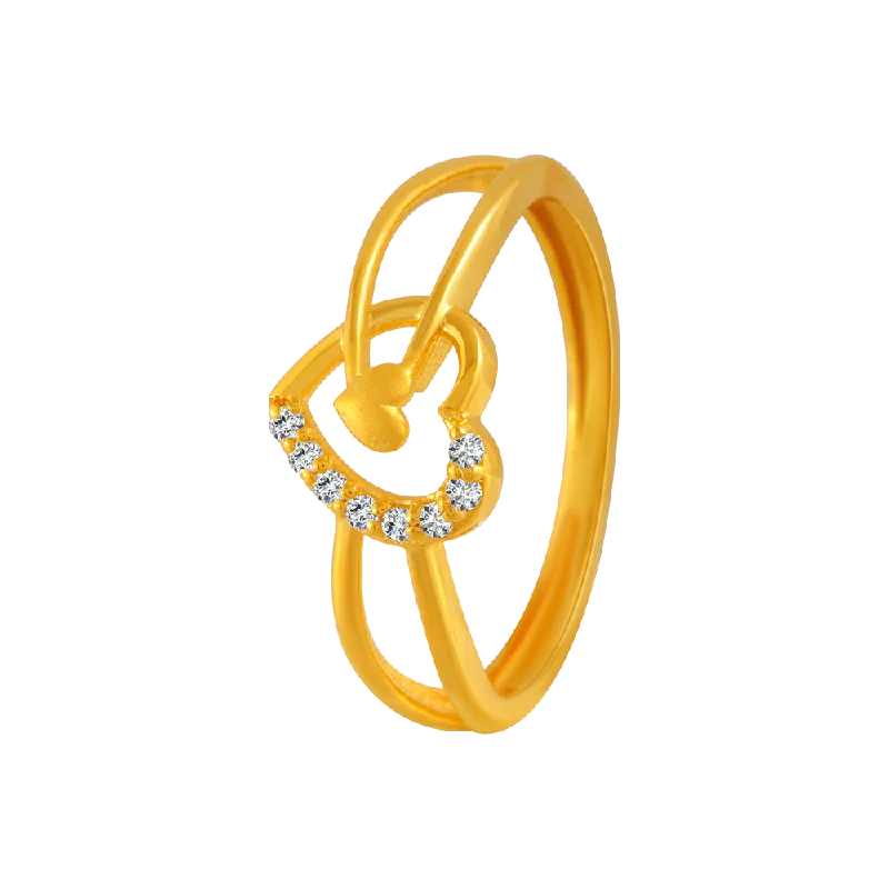 22KT Yellow Gold And American Diamond Ring For Women