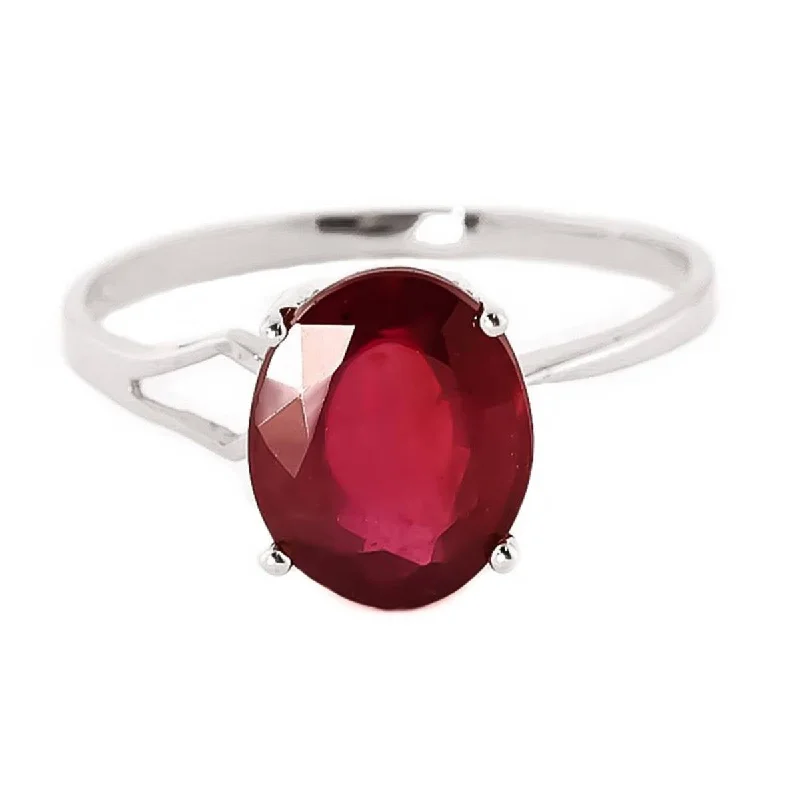 3.5 Carat 14K Solid White Gold Path Not Taken Ruby Ring