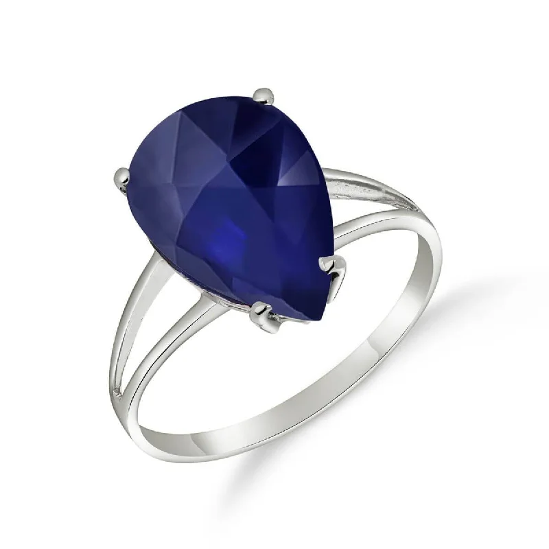 4.65 Carat 14K Solid White Gold Exclamation Mark Sapphire Ring