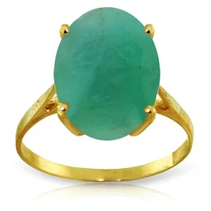 6.5 Carat 14K Solid Yellow Gold Ring Natural Oval Emerald