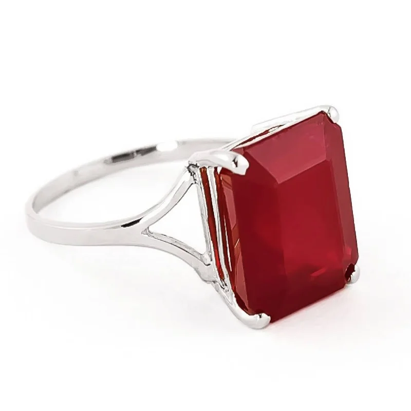 7.5 Carat 14K Solid White Gold Ring Natural Octagon Ruby