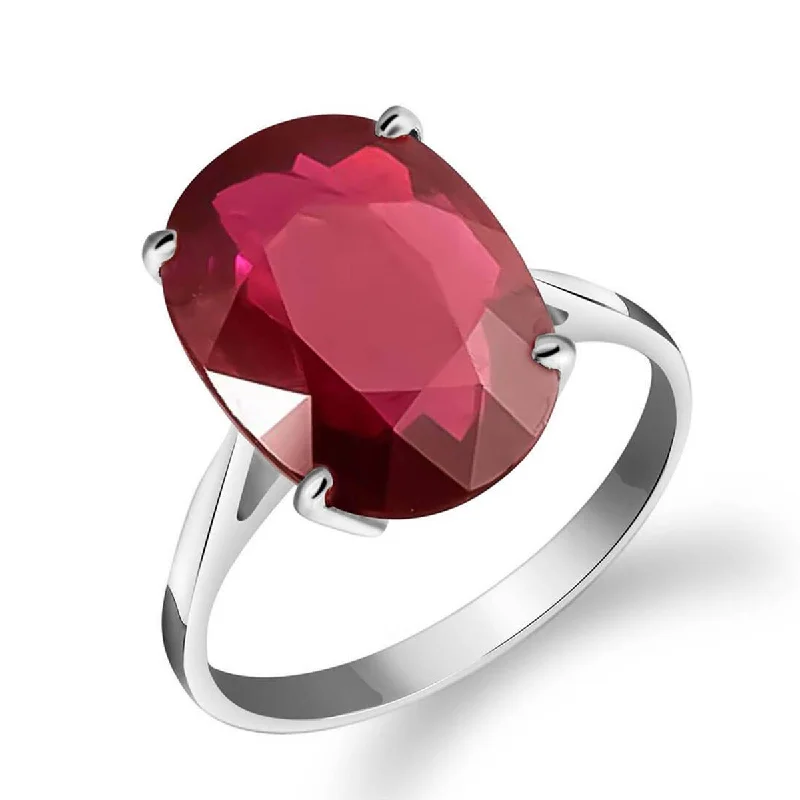 7.5 Carat 14K Solid White Gold Ring Natural Oval Ruby