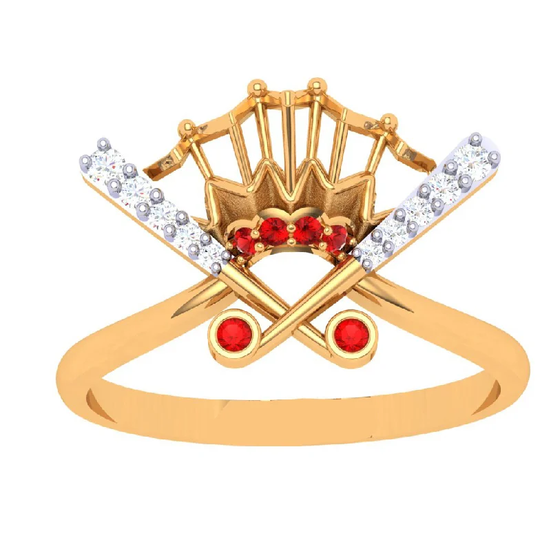 Elevated Diamond Gold Crown Design Finger Ring