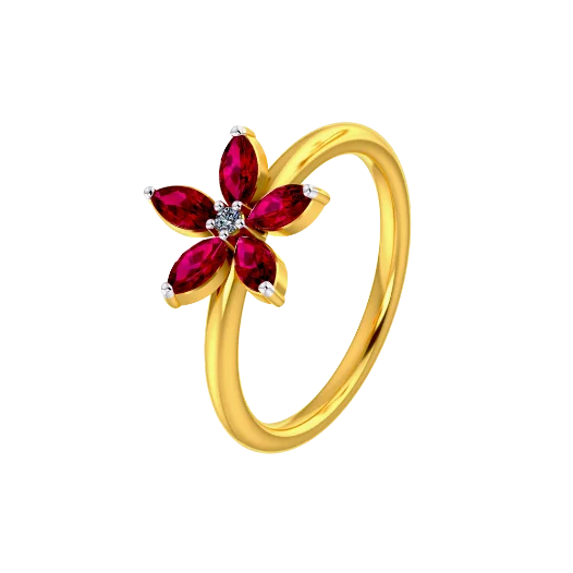 Floral Themed Gold Ring Design For Women