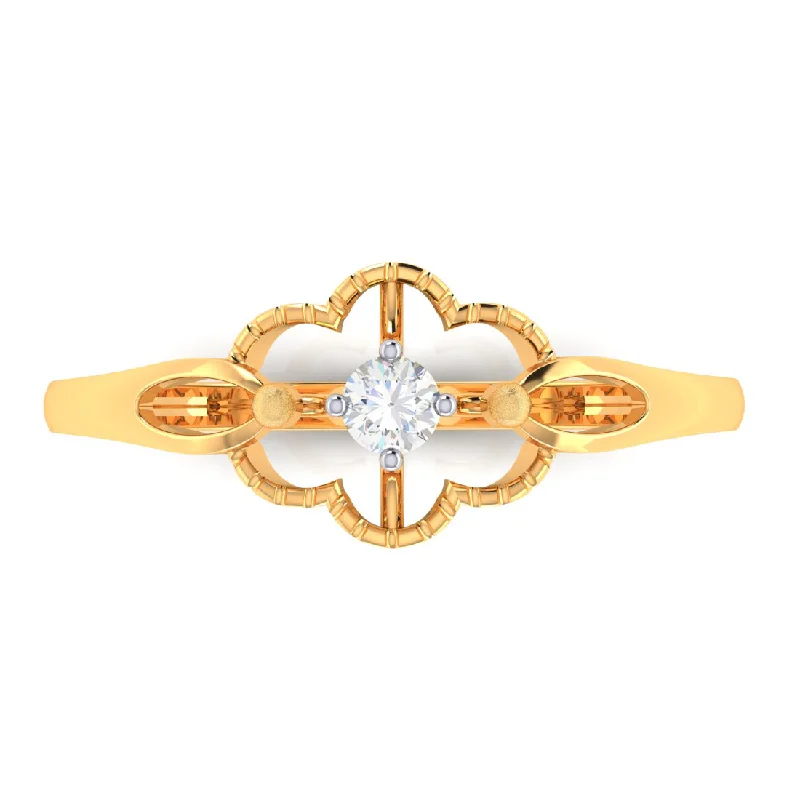 Flower Shape One Diamond Ring