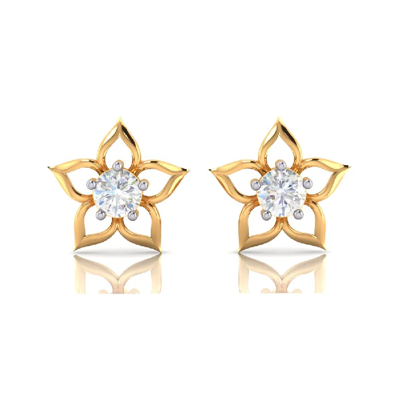 Flower Shaped Diamond Earrings With 18k Gold