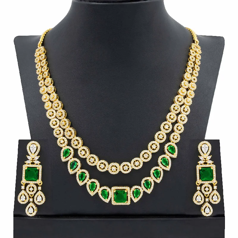 24ct Gold Plated Stone Necklace with stud PMSNS9WG-0021, PMSHST20WG-082