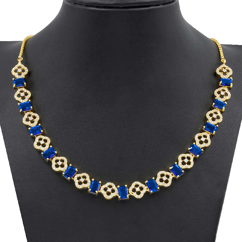 Stone Necklace with Stud PMSNS23WBL-007,PMSHST40WBL-052