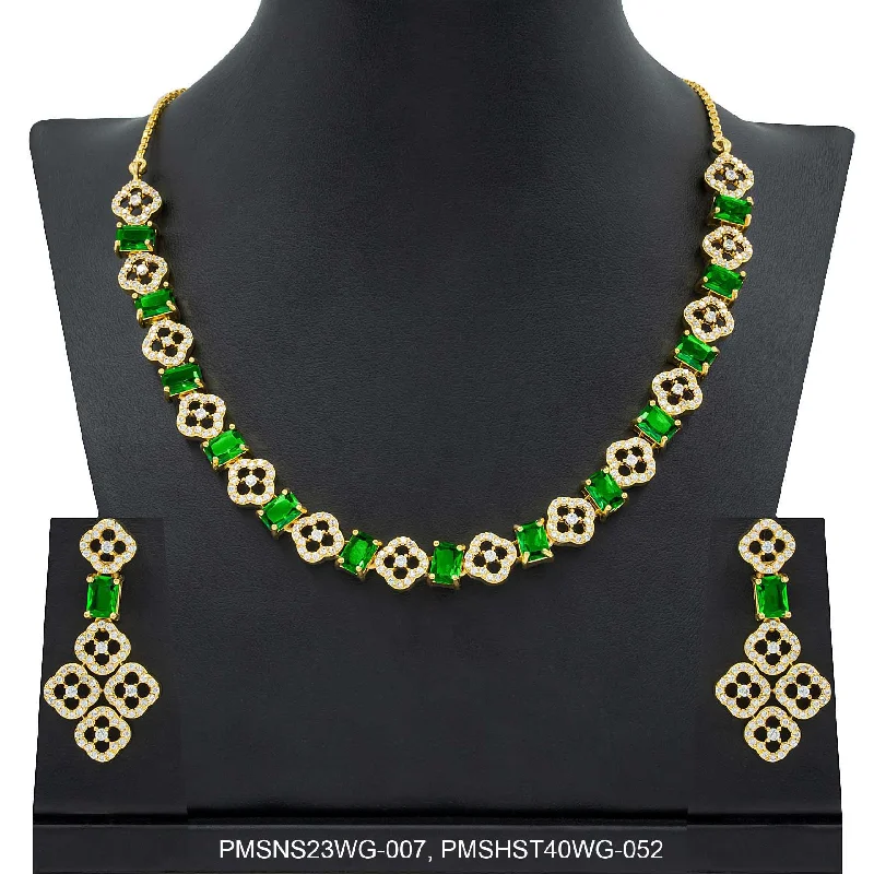 Stone Necklace with Stud PMSNS23WG-007, PMSHST40WG-052