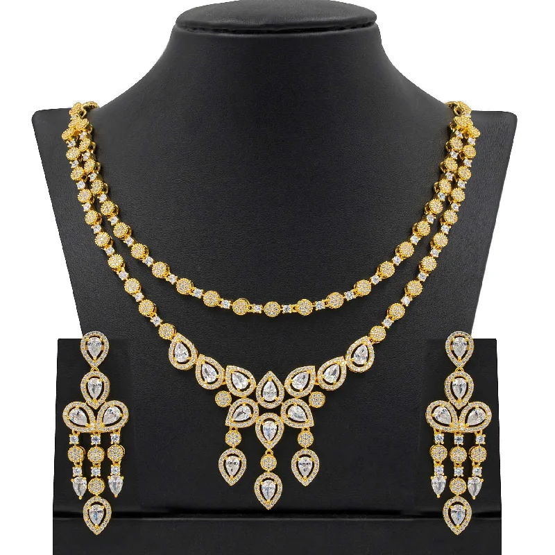 24ct Gold Plated Stone Necklace with stud PMSNS4W-0021, PMSHST14W-052