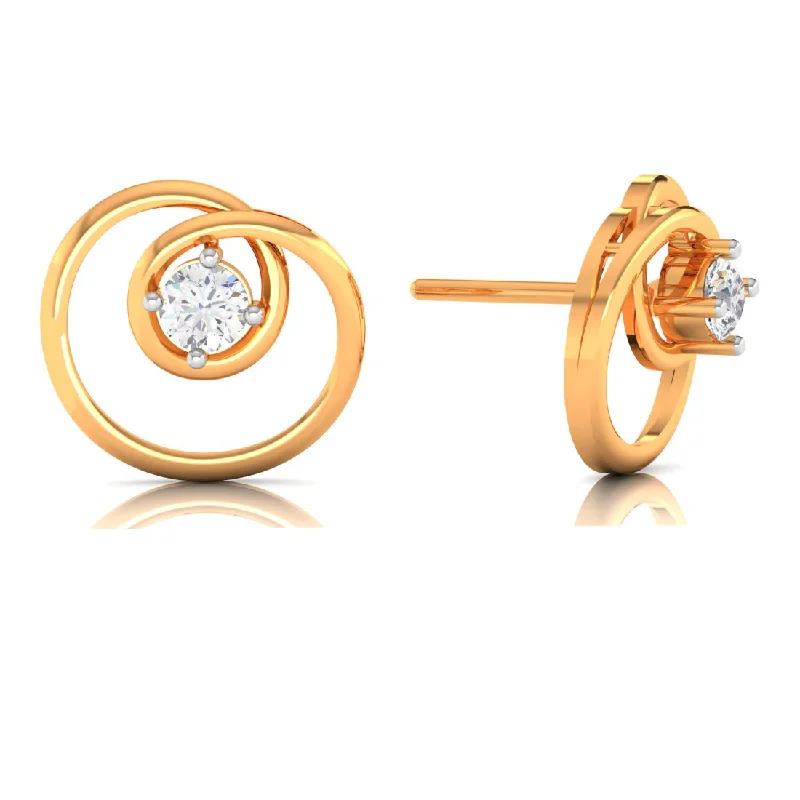 Twirled Designed Diamond And 18k Gold Earrings